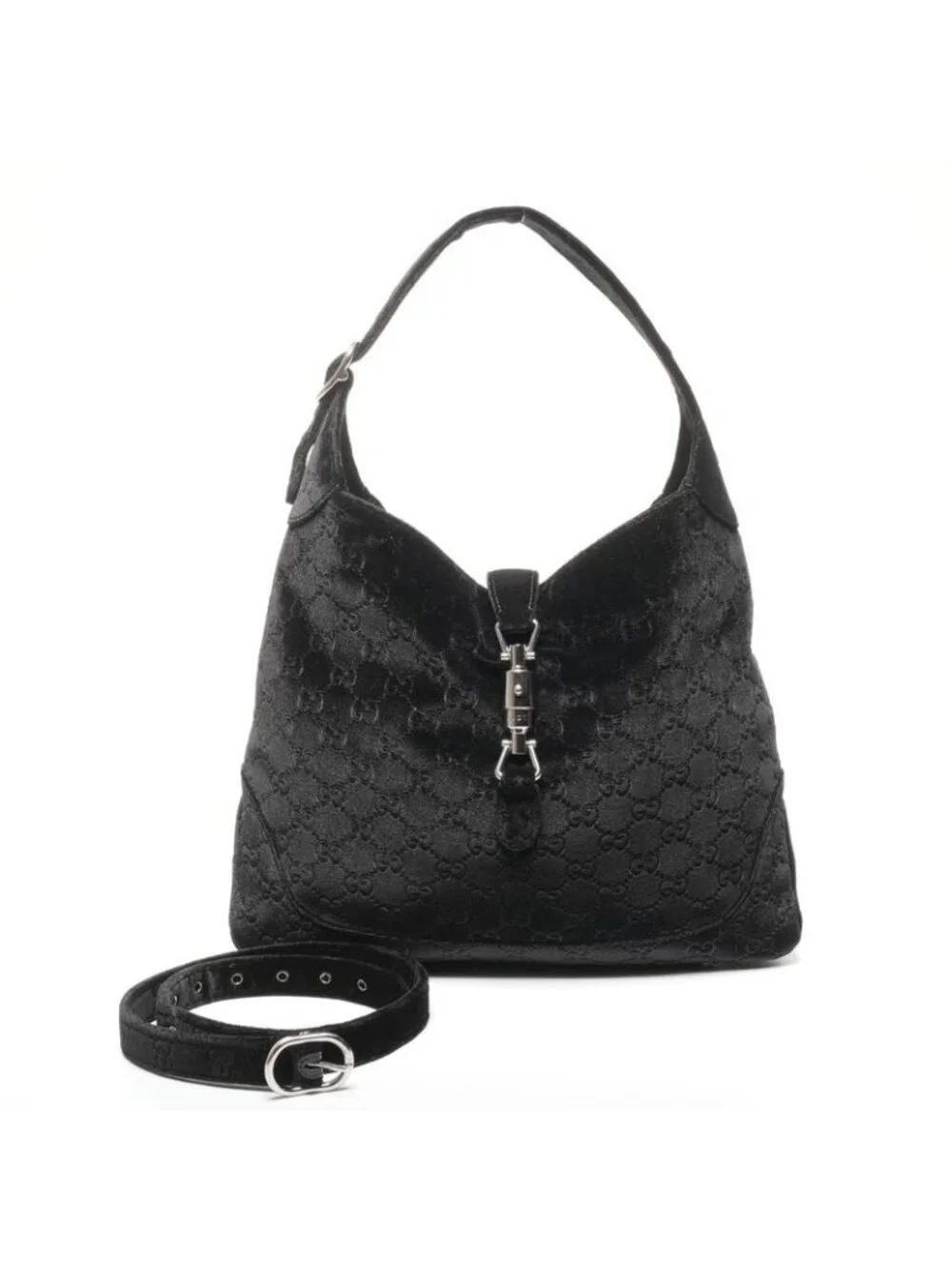 ★SOLD★ Gucci Shoulder Bag Velour New Jackie Silver - Picture 2 of 10